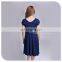 Bamboo Fiber Ladies knee above Summer Spring pleated Dress
