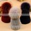 Factory wholesale cheap price knitted winter racoon fur pom pom beanie hats