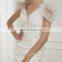 EB2905 Dropped Scoop cap sleeve v-neck diagonal pleat Criss-cross Sheath mermaid wedding dress