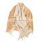 luxury romantic fashionable double side lambs wool stock blanket tassel shawl