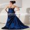 Custom Made Elegant Deep Blue Sweetheart Sleeveless Floor Length Beaded Ruched Mother Of The Bride Dress