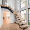 Modern Indoor Small Space Stairs Stainless Steel Wooden Straight Staircase