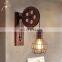 American Style Antique Wall Lamp Creative Pulley Vintage Iron American Wall Lamp Modern Black Wall Lights