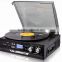 3-Speed Turntable with MP3,Cassette,SD Card,USB player, Digital AM,FM Radio, AUX IN, Line out Alarm CLOCK , Remote