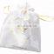 Black custom large drawstring satin bag with logo printed