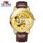 TEVISE T869 Mens Custom Watches Luxury Leather Strap Automatic Mechanical Casual Skeleton Men Watch