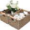 Wholesale large capacity woven rattan basket Hand-Woven Storage Baskets with Wooden Handles, Seagrass Wicker Baskets