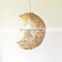 Best Price Unique Moon Shape Wicker Pendant Light Ceiling High Quality Rattan Lampshade Cheap WHolesale