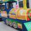 Funfair rides fiberglass battery operated electric trackless tourist train for kids to ride for sale