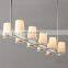 Modern Brass Paillaac Fabric Shade Linear Chandelier Custom Indoor Lighting for Living Room or Restaurant for Ceilings