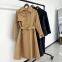 Sophisticated British-style Spring Minimalist Luxury Style Slim-Fitting Waist-Contouring Double-Button Women's Windbreaker Coat Blouse Spring Outfit