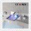 LED Waterfall Bathroom Waterfall LED Widespread Basin Faucet