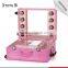 New Hot Sell Professional Rolling Wheeled Trolley makeup case High Quality PVC Makeup Cases with Carry Bar