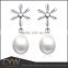 Fashion rhodium jewelry 925 silver pearl earrings hand made jewelry