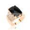 1 dollar items zinc alloy black gemstone single stone gold ring for women