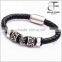 Wrap Braided Leather Mens Skull Bracelet Jewelry Gift with Magnetic Stainless Steel Clasp