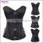 Brown Plus Size Waist Training Overbust Steel Bone Steampunk Corselet Front Zipper Corset Top