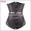 Women's Punk Faux Leather Steel Boned Buckle Overbust Corset Body Shaper