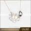 OUXI 2016 korean style top quality 18k gold plated AAA zircon flower charm long chain necklaces jewelry 2016 11508