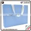 Free sample light blue paper shopping bags with white length handles on hot sale