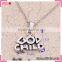 God child alphabets pendant necklaces, hot sale imitation silver chain necklace