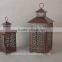 set of 3 Metal Sturbridge Lantern For Taper Candle with Ornate Punched Design