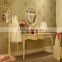 French style wooden carved ivory antique finished vanity makeup dresser with mirror - BF07-70357D