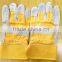 Yellow and Grey Leather Hand Working Safety Gloves