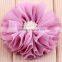 hot cutting chiffon flower with pearl bead center for kids hair accessories
