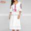 Belted Embroidered Midi Dress With Sleeves New Fashion Boho Clothing Long Sleeve Embroidery Midi Dress HSD7312