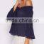 off Shoulder Tops With Eyelets and String Detail at Front Summer Fashion Woman Tops