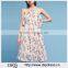 Wholesale Floral Printed Waist Silhouette Zip Back Ladies Chiffon Halter Dress