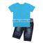 wholesale summer casual branded baby Boy's 2piece t-shirt set short-sleeve t-shirt + jeans pants short
