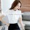 2017 Short Sleeve Korea White and Blue Women Office Blouse Stylish Formal Blouses For Ladies