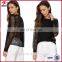 long sleeves black lace fashion blouses 2015