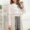 Spring season latest trendy sleeveless long vest with lotus hem knitted sweater