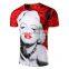 2017 Custom 3D Printing Human Head Dry Fit Cotton Custom T-shirt for Men