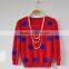 Red Lady Dots Embroidery Knitted Sweater O-Neck Women Sweaters