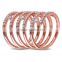 Rose Plated Silver Cubic Zirconia Semi Eternity Spiral Long Finger Ring