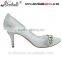Silver rhinestone bridal low heel wedding shoes