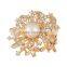 Gold plated zinc alloy pearl full jewelled rhinestone scarf clip brooch for wedding invitations                        
                                                                                Supplier's Choice