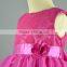 2016 spring pink cotton mesh embroidered baby dress with cute bow