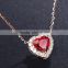 factory hotsale precious jewellery 18K gold Inlay natural red ruby heart-shaped gemstone pendant necklace fashion jewelry 2016