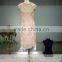 ASAM-03 Appliques Beaded Sheer Scoop Neck Cap Sleeves Knee length Zipper Back Lace Mother of the Bride Dresses