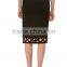 High fashion womens clothing cut out grid hem balck women woven skrit