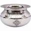 IndianArtVilla Stainless Steel Handmade Hammered Punjabi Handi 400 ML - Serving Dishes Indian Foods Home Hotel Restaurant Table