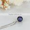 8-8.5mm AAA round 925 silver simple freshwater black pearl pendant, single pearl pendant necklace
