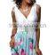 Women's Low Cut Floral Printed Summer Above Knee Dresses