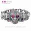 2016 New Design silver Power Bracelet for man Pure 925 silver Bracelet evil Skull with fuchsia stones rough link chain YLT001