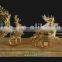 Solid Gilt Copper Table Clock, Empire Gold Plated Clock, Decorative Clock, Sitting On Cart Driven by Two Horses